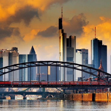 Frankfurt skyline and Deutschherrnbrücke bridge in the evening light 1000 Jigsaw Puzzle 3D Modell