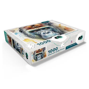 Abstract Watercolor Gorilla Portrait Wildlife Canvas 1000 Jigsaw Puzzle box view1