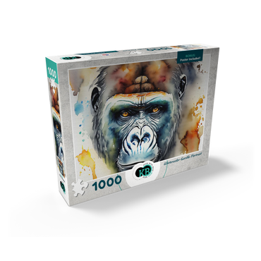 Abstract Watercolor Gorilla Portrait Wildlife Canvas 1000 Jigsaw Puzzle box view2