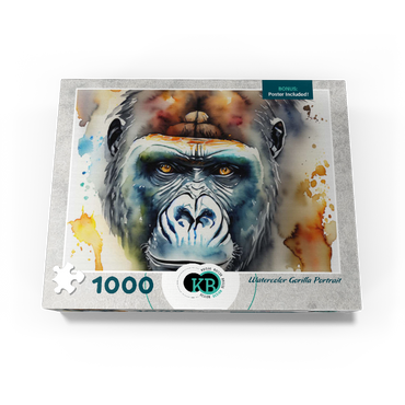 Abstract Watercolor Gorilla Portrait Wildlife Canvas 1000 Jigsaw Puzzle box view3