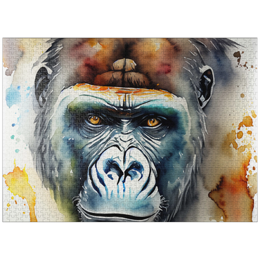 puzzleplate Abstract Watercolor Gorilla Portrait Wildlife Canvas 1000 Jigsaw Puzzle