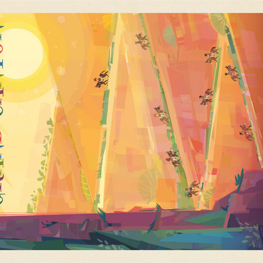 Grand Canyon National Park: Mule Train (Mod Design), Vintage Poster 1000 Jigsaw Puzzle 3D Modell