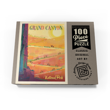 Grand Canyon National Park: Mule Train (Mod Design), Vintage Poster 100 Jigsaw Puzzle box view3