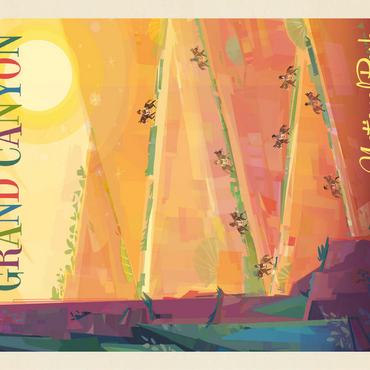 Grand Canyon National Park: Mule Train (Mod Design), Vintage Poster 100 Jigsaw Puzzle 3D Modell