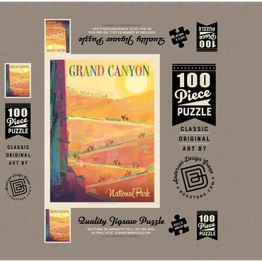 Grand Canyon National Park: Mule Train (Mod Design), Vintage Poster 100 Jigsaw Puzzle box 3D Modell