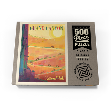 Grand Canyon National Park: Mule Train (Mod Design), Vintage Poster 500 Jigsaw Puzzle box view3