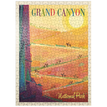 puzzleplate Grand Canyon National Park: Mule Train (Mod Design), Vintage Poster 500 Jigsaw Puzzle