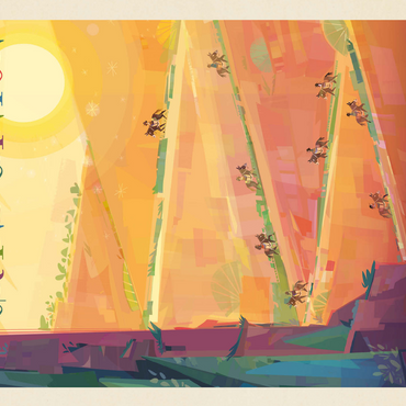 Grand Canyon National Park: Mule Train (Mod Design), Vintage Poster 500 Jigsaw Puzzle 3D Modell