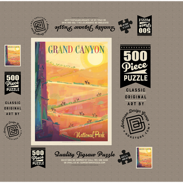 Grand Canyon National Park: Mule Train (Mod Design), Vintage Poster 500 Jigsaw Puzzle box 3D Modell
