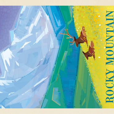 Rocky Mountain National Park (Mod Design, Vintage Poster 100 Jigsaw Puzzle 3D Modell