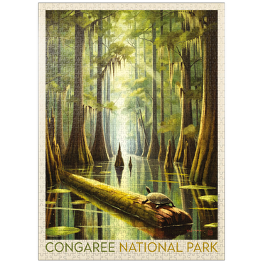 puzzleplate Congaree National Park: Turtle Time, Vintage Poster 1000 Jigsaw Puzzle