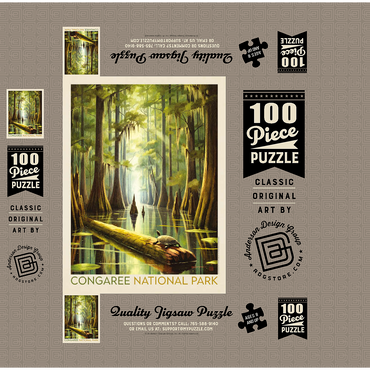 Congaree National Park: Turtle Time, Vintage Poster 100 Jigsaw Puzzle box 3D Modell