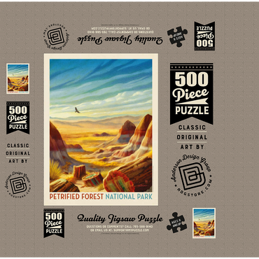 Petrified Forest National Park: Windswept Wonders, Vintage Poster 500 Jigsaw Puzzle box 3D Modell