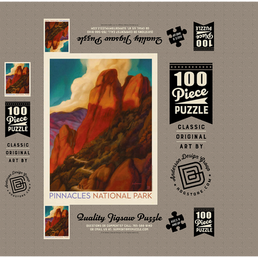 Pinnacles National Park, Vintage Poster 100 Jigsaw Puzzle box 3D Modell