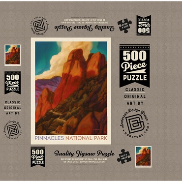 Pinnacles National Park, Vintage Poster 500 Jigsaw Puzzle box 3D Modell