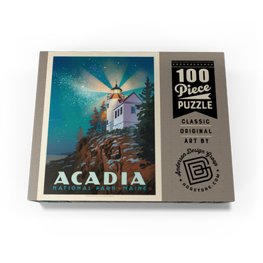 Acadia National Park: Lighthouse At Night, Vintage Poster 100 Jigsaw Puzzle box view3