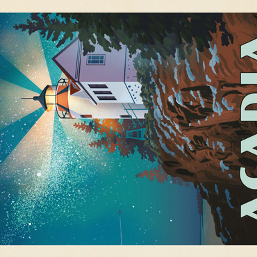 Acadia National Park: Lighthouse At Night, Vintage Poster 500 Jigsaw Puzzle 3D Modell