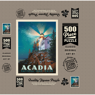 Acadia National Park: Lighthouse At Night, Vintage Poster 500 Jigsaw Puzzle box 3D Modell