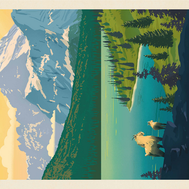 Glacier National Park: Grand Overlook, Vintage Poster 1000 Jigsaw Puzzle 3D Modell