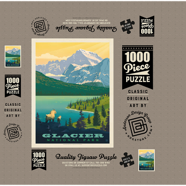 Glacier National Park: Grand Overlook, Vintage Poster 1000 Jigsaw Puzzle box 3D Modell