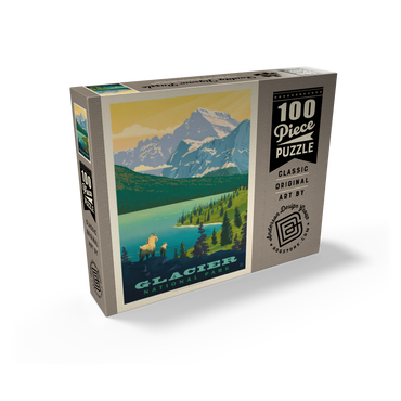 Glacier National Park: Grand Overlook, Vintage Poster 100 Jigsaw Puzzle box view2