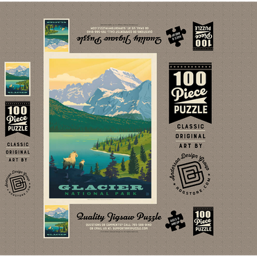 Glacier National Park: Grand Overlook, Vintage Poster 100 Jigsaw Puzzle box 3D Modell