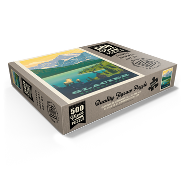 Glacier National Park: Grand Overlook, Vintage Poster 500 Jigsaw Puzzle box view1