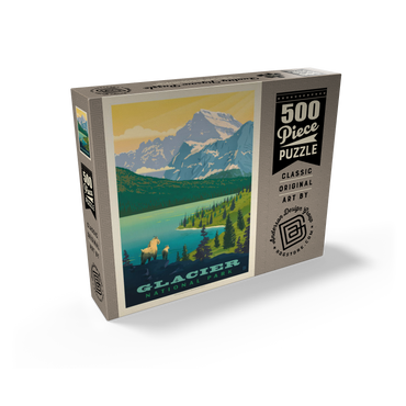Glacier National Park: Grand Overlook, Vintage Poster 500 Jigsaw Puzzle box view2