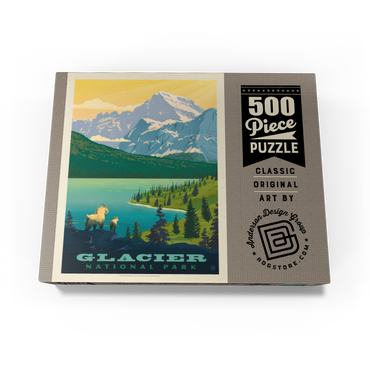 Glacier National Park: Grand Overlook, Vintage Poster 500 Jigsaw Puzzle box view3