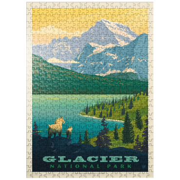 puzzleplate Glacier National Park: Grand Overlook, Vintage Poster 500 Jigsaw Puzzle
