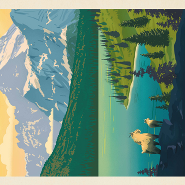 Glacier National Park: Grand Overlook, Vintage Poster 500 Jigsaw Puzzle 3D Modell