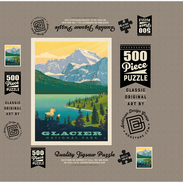 Glacier National Park: Grand Overlook, Vintage Poster 500 Jigsaw Puzzle box 3D Modell