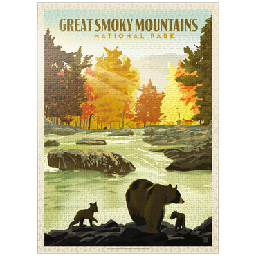 puzzleplate Great Smoky Mountains National Park: Play Time, Vintage Poster 1000 Jigsaw Puzzle