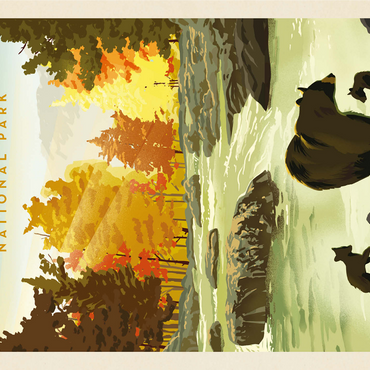 Great Smoky Mountains National Park: Play Time, Vintage Poster 1000 Jigsaw Puzzle 3D Modell