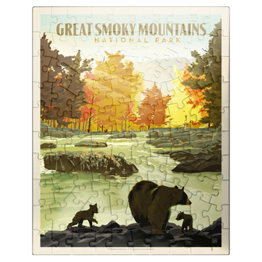 puzzleplate Great Smoky Mountains National Park: Play Time, Vintage Poster 100 Jigsaw Puzzle