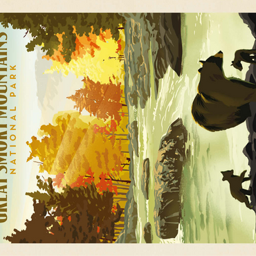 Great Smoky Mountains National Park: Play Time, Vintage Poster 100 Jigsaw Puzzle 3D Modell