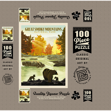 Great Smoky Mountains National Park: Play Time, Vintage Poster 100 Jigsaw Puzzle box 3D Modell