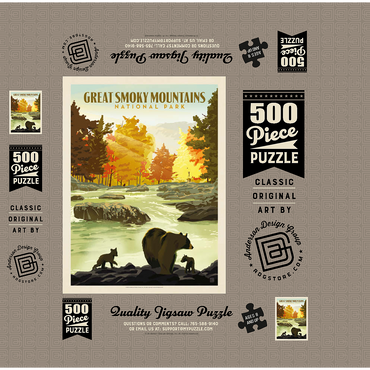 Great Smoky Mountains National Park: Play Time, Vintage Poster 500 Jigsaw Puzzle box 3D Modell