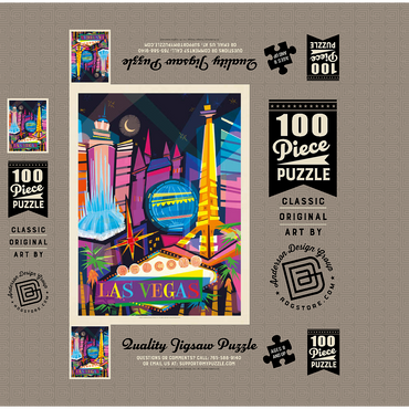 Las Vegas Neon (Mod Design), Vintage Poster 100 Jigsaw Puzzle box 3D Modell