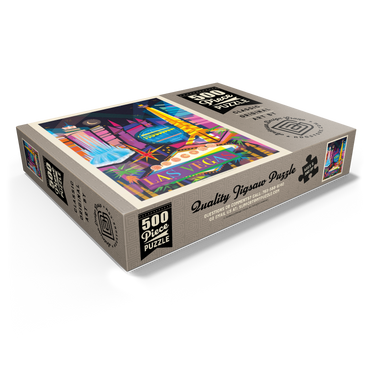 Las Vegas Neon (Mod Design), Vintage Poster 500 Jigsaw Puzzle box view1