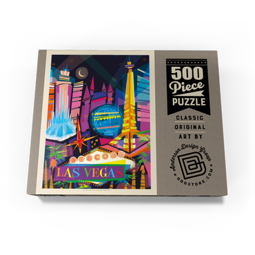 Las Vegas Neon (Mod Design), Vintage Poster 500 Jigsaw Puzzle box view3