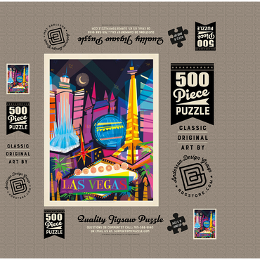 Las Vegas Neon (Mod Design), Vintage Poster 500 Jigsaw Puzzle box 3D Modell