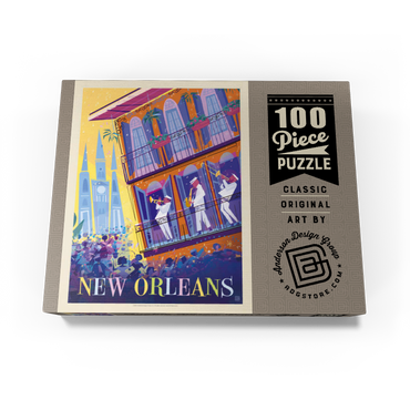 New Orleans: Dancing In The Street (Mod Design), Vintage Poster 100 Jigsaw Puzzle box view3
