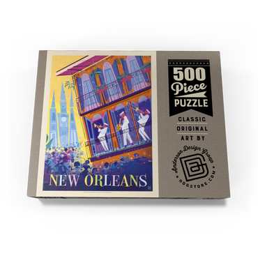 New Orleans: Dancing In The Street (Mod Design), Vintage Poster 500 Jigsaw Puzzle box view3