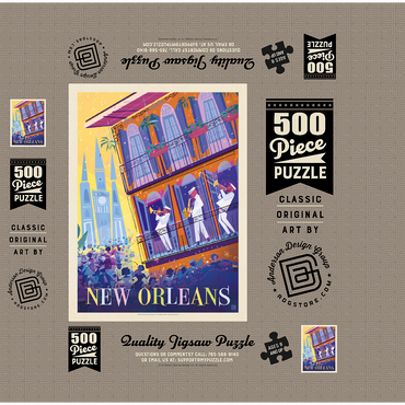 New Orleans: Dancing In The Street (Mod Design), Vintage Poster 500 Jigsaw Puzzle box 3D Modell