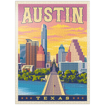 puzzleplate Austin, Texas: Sunset, Vintage Poster 1000 Jigsaw Puzzle