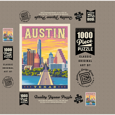 Austin, Texas: Sunset, Vintage Poster 1000 Jigsaw Puzzle box 3D Modell