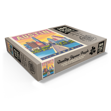 Austin, Texas: Sunset, Vintage Poster 100 Jigsaw Puzzle box view1