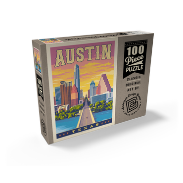 Austin, Texas: Sunset, Vintage Poster 100 Jigsaw Puzzle box view2