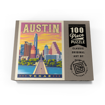 Austin, Texas: Sunset, Vintage Poster 100 Jigsaw Puzzle box view3